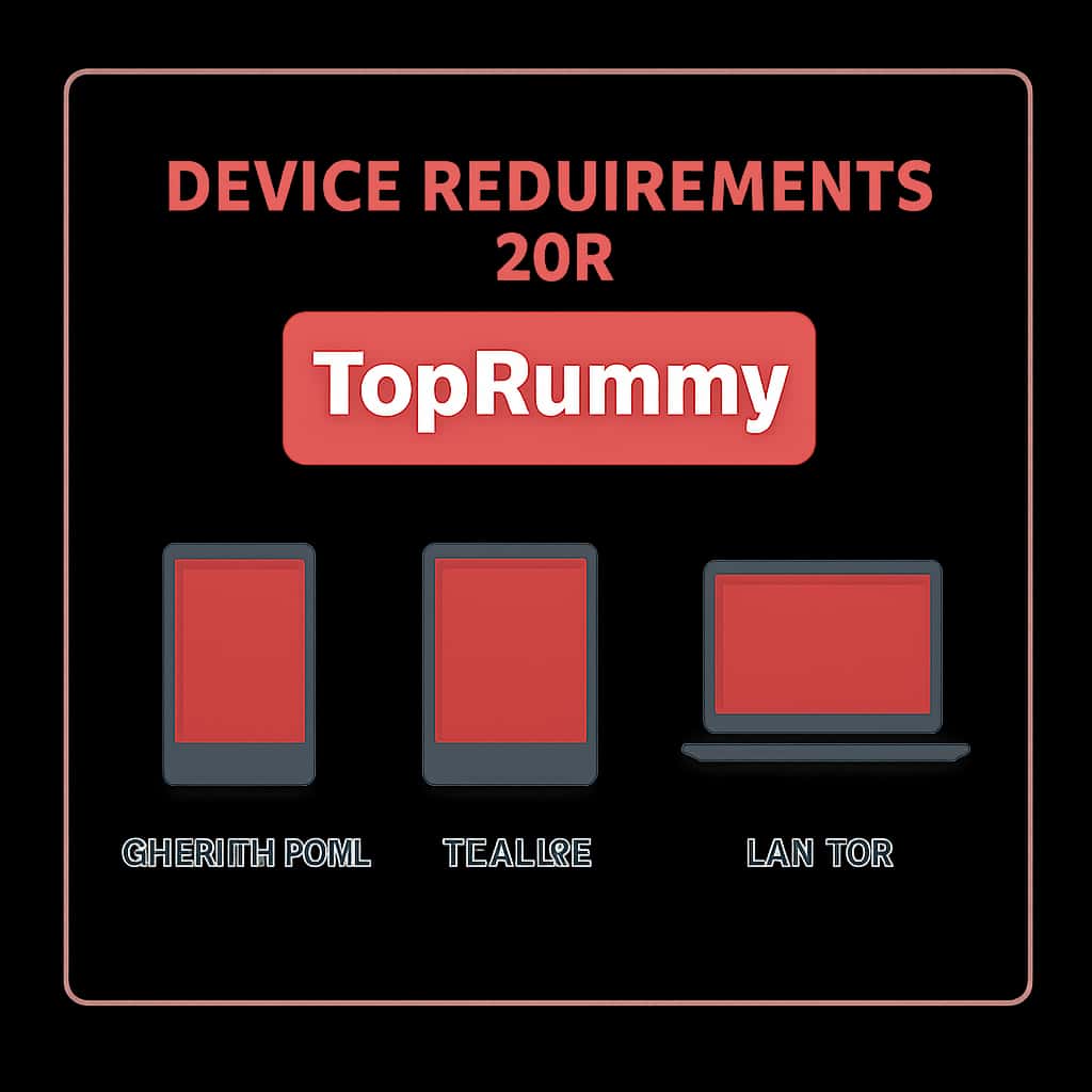 An educational diagram summarizing device requirements for TopRummy.