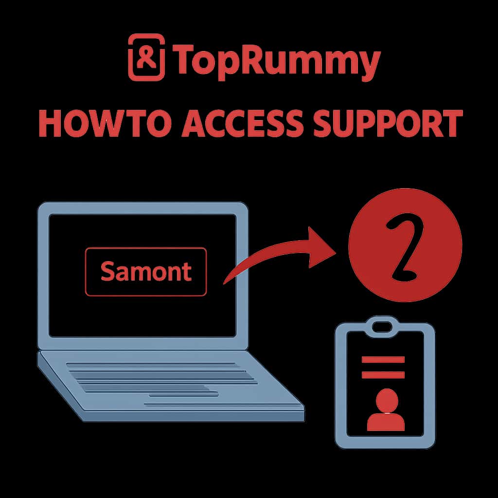 Diagram illustrating TopRummy support access.