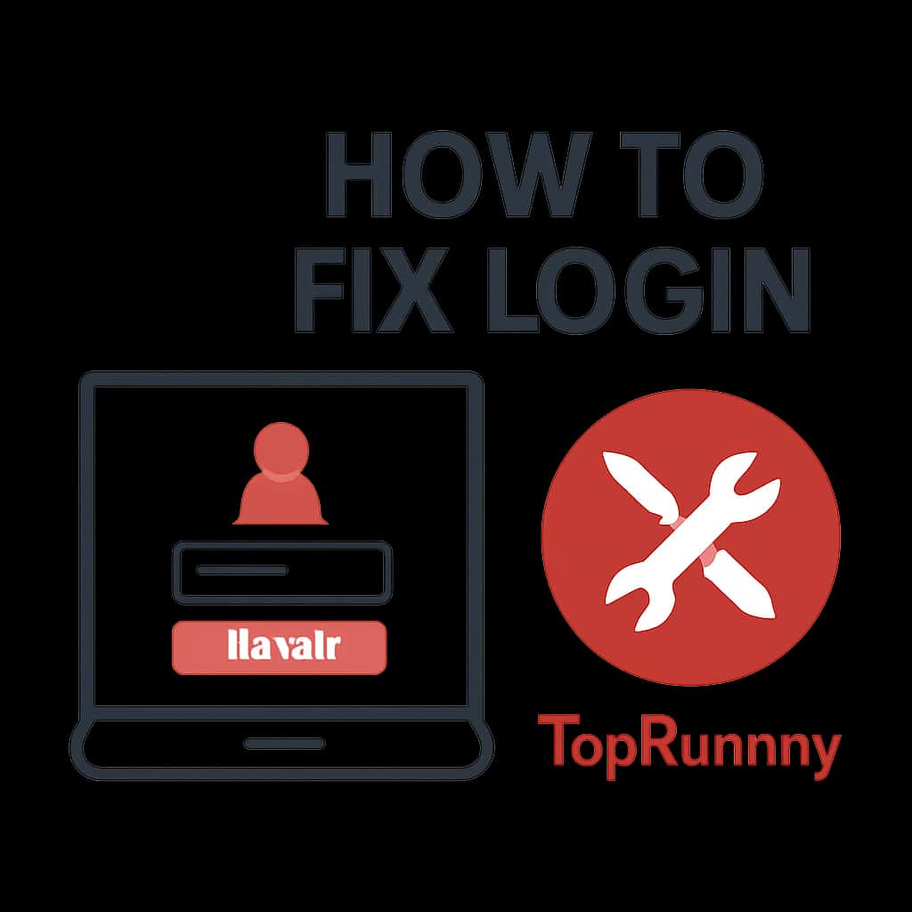 Diagram illustrating login troubleshooting steps for TopRummy.