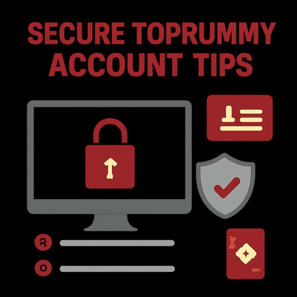 An infographic outlining steps for secure account management on TopRummy.