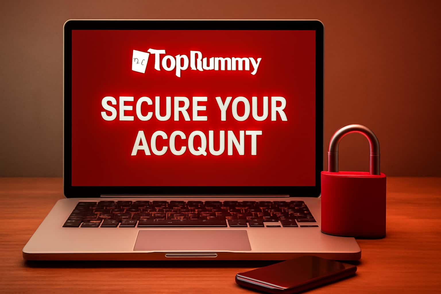 An informational graphic illustrating security measures for a TopRummy account.
