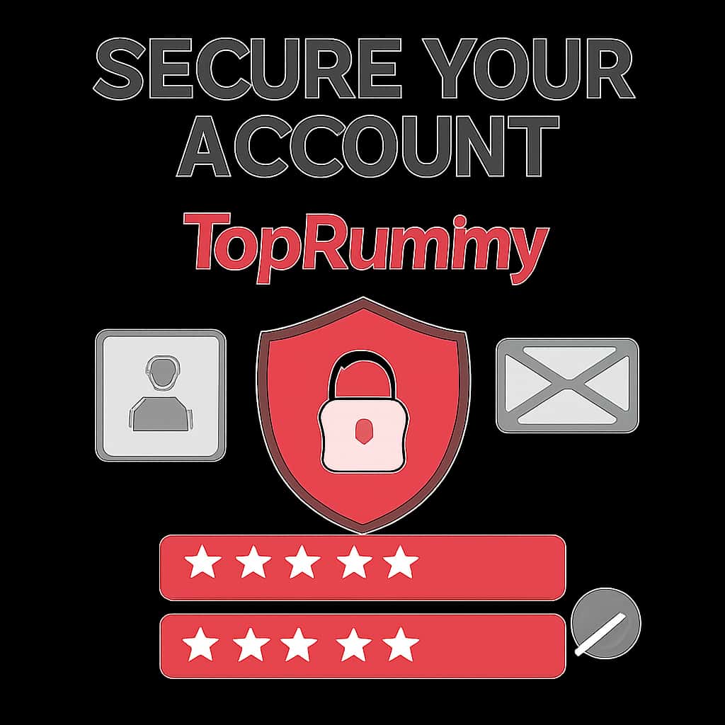 An instructional diagram on securing a TopRummy account.