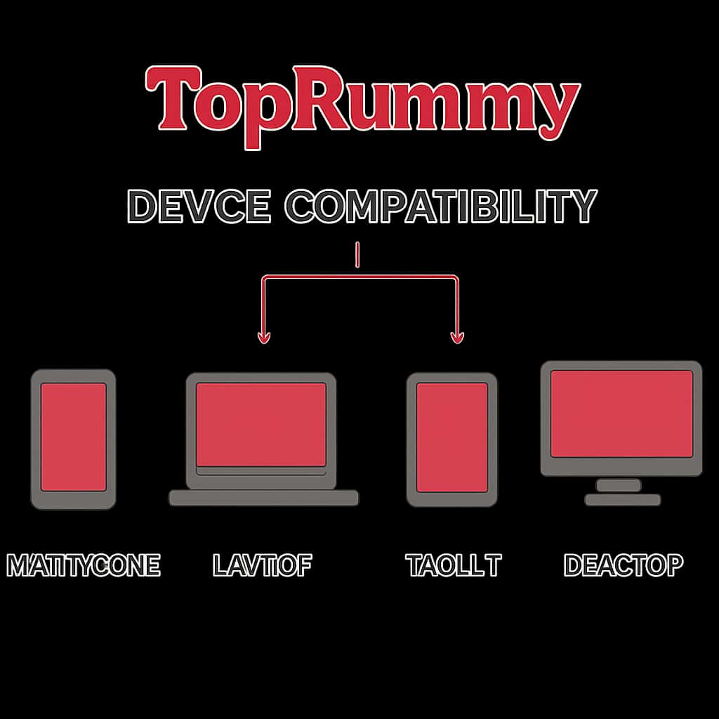 Illustration depicting TopRummy Device Compatibility details.