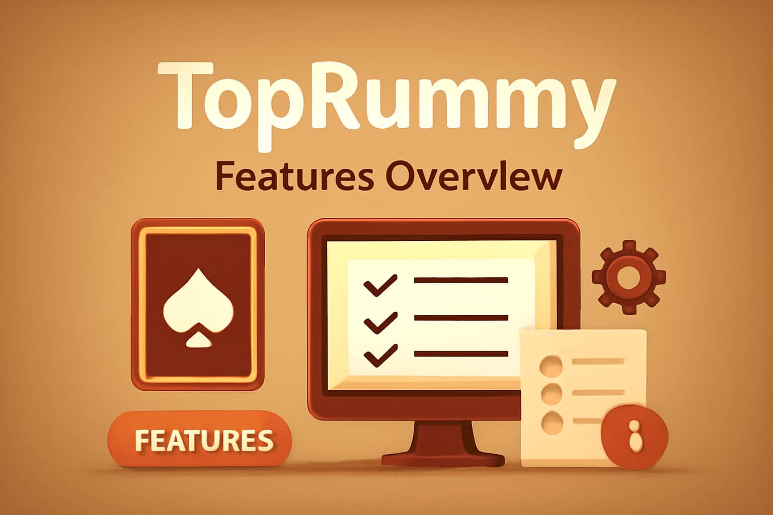 Informational scene about TopRummy Features Overview.