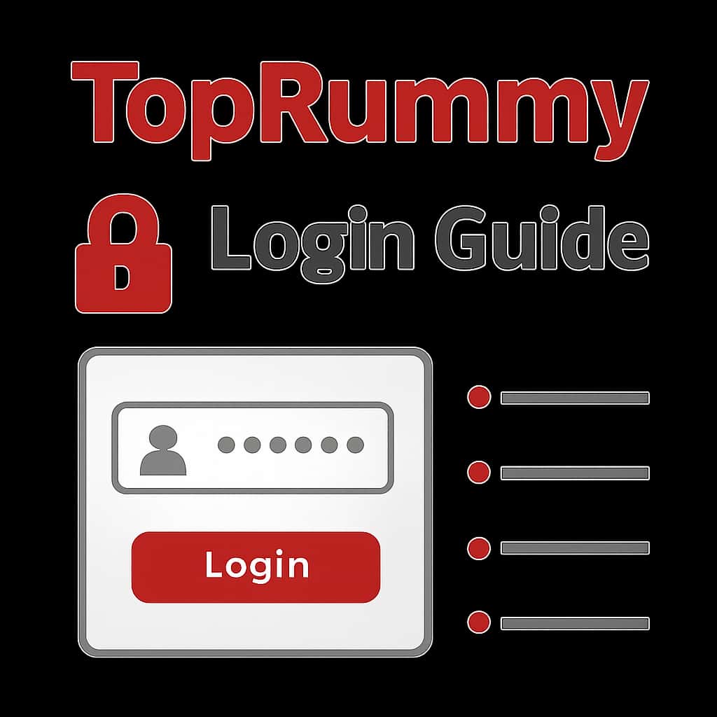An infographic illustrating steps for logging into TopRummy.