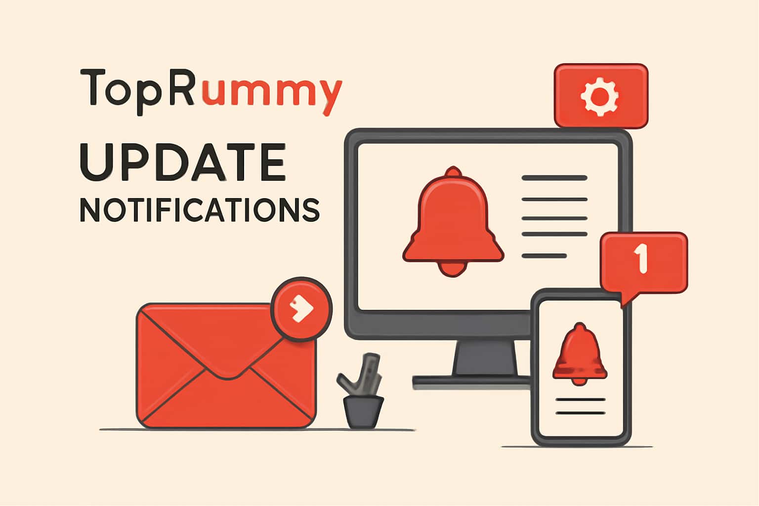A modern, informative representation of TopRummy Update Notifications with the title displayed.