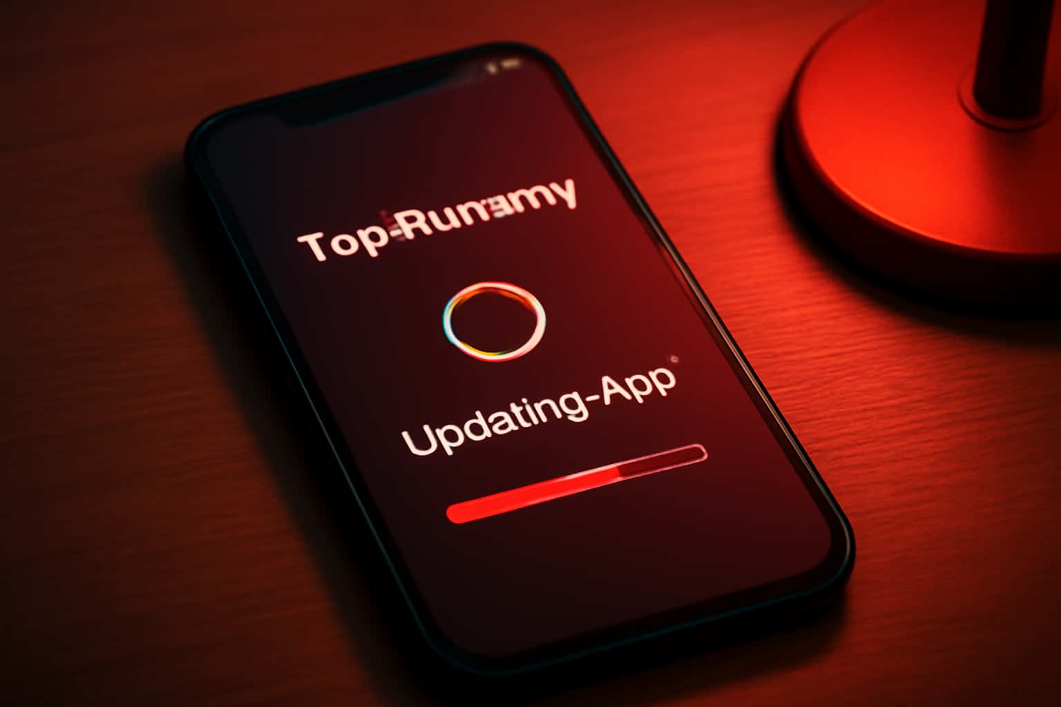 A futuristic representation of the TopRummy app update process.